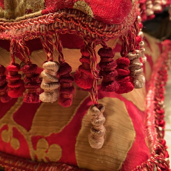 Rich red n gold silk feather down accent pillows - Picture 7 of 7